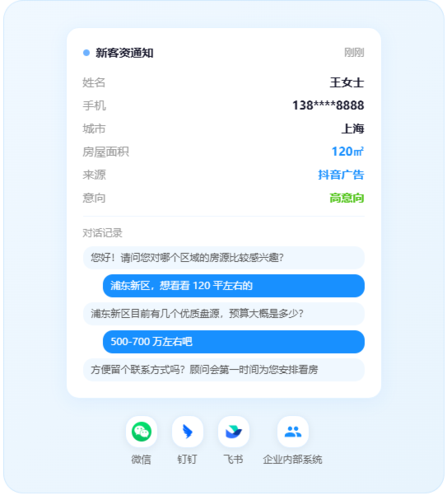 有客智擎客资详情和推送渠道界面